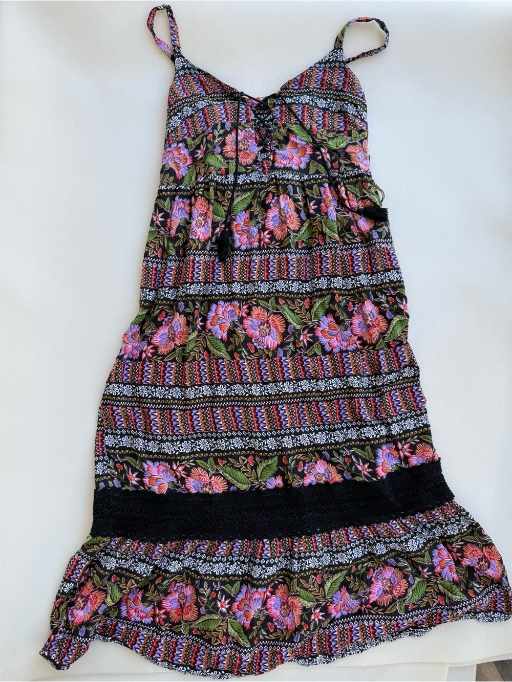 Band Of Gypsies Maxi Bohemian Dress Size Small Multicolor Floral A-Line